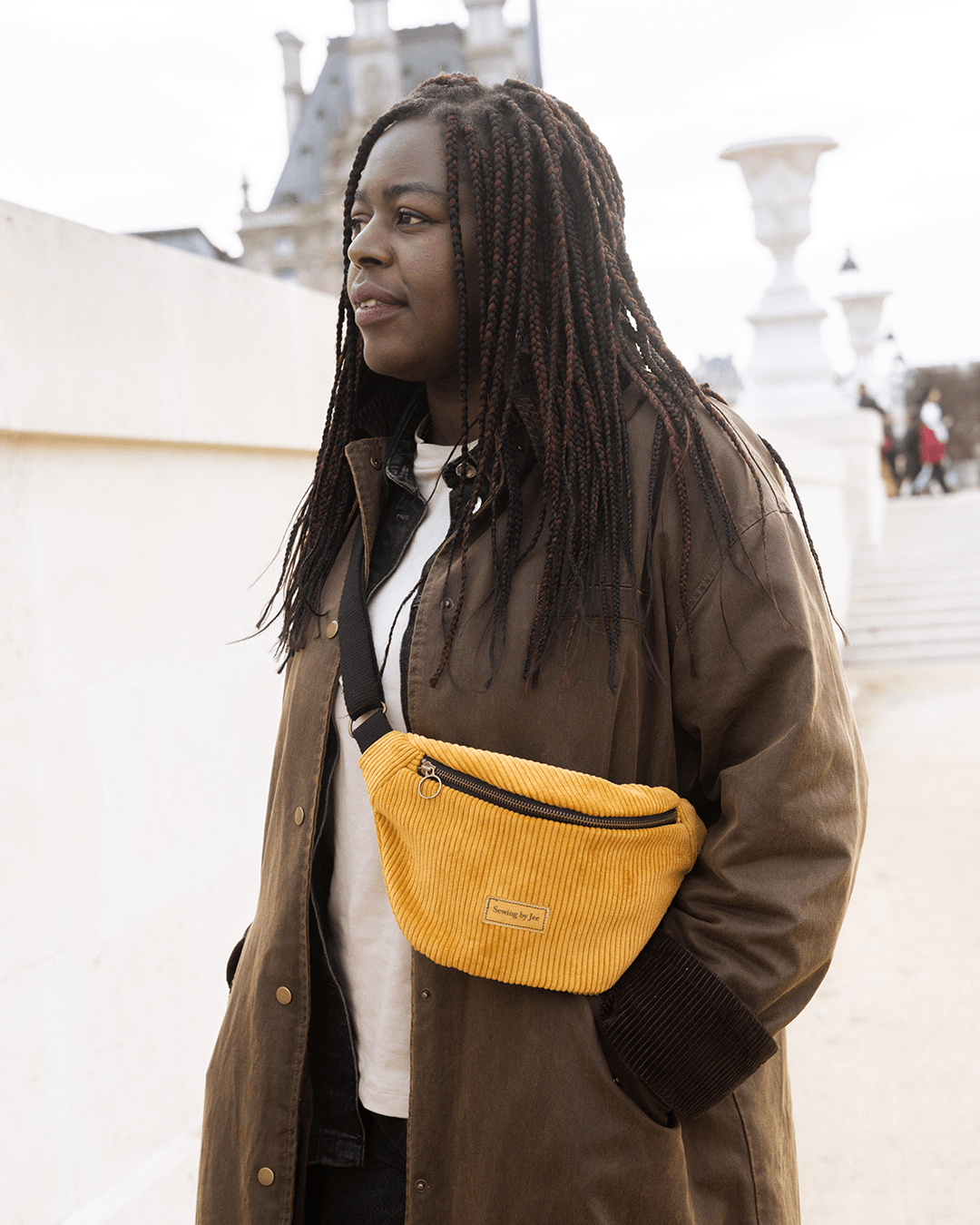 Sac Banane Mustard en velours côtelé & modèle - Sac Banane Mustard en velours côtelé Sewing by Jee - Sac Banane en velours côtelé