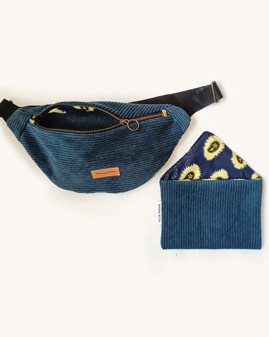 Pack Azura sac banane en velours côtelé & pochette en velours côtelé - sac banane en velours côtelé azura - pochette en velours côtelé azura