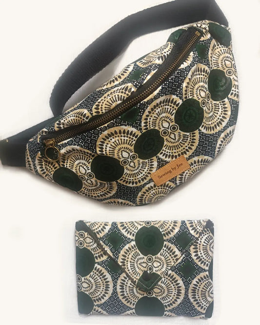 Pack Inaya Sac Banane wax & Pochette Wax - sac banane en wax inaya - pochette en wax inaya