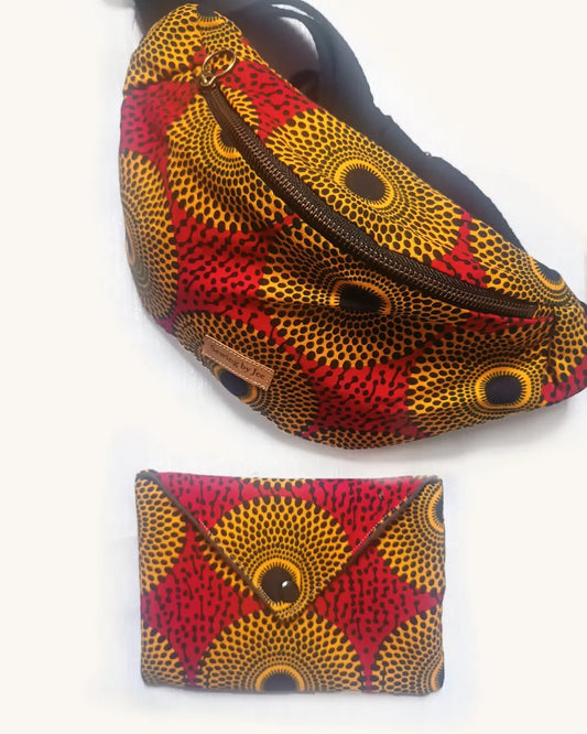 Pack Zandu Sac Banane wax & Pochette wax - sac banane en wax zandu - pochette en wax zandu
