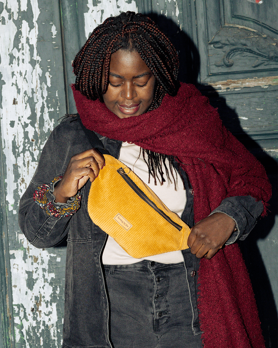 Sac Banane Mustard en velours côtelé & modèle - Sac Banane Mustard en velours côtelé Sewing by Jee - Sac Banane en velours côtelé