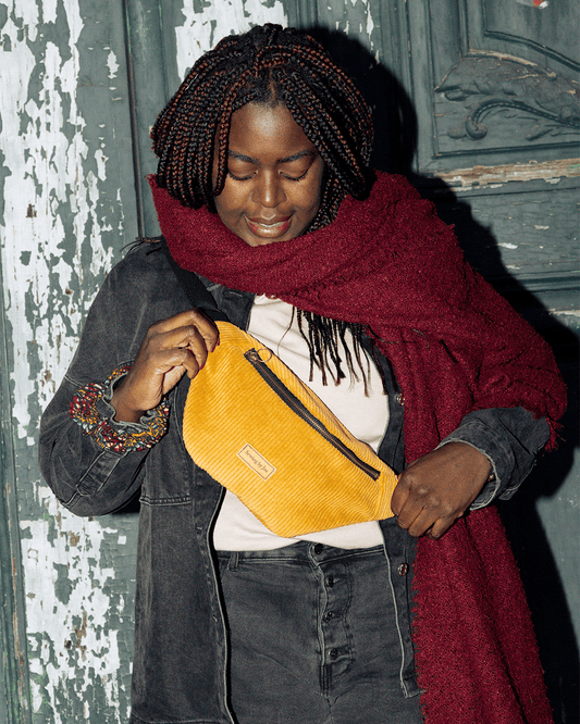 Sac Banane Mustard en velours côtelé & modèle - Sac Banane Mustard en velours côtelé Sewing by Jee - Sac Banane en velours côtelé