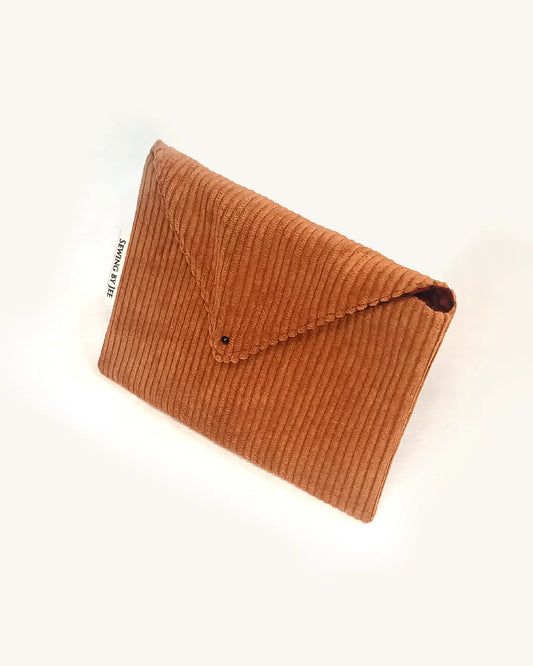 pochette velours côtelé papaya - pochette en velours côtelé papaya Sewing by Jee - pochette velours côtelé