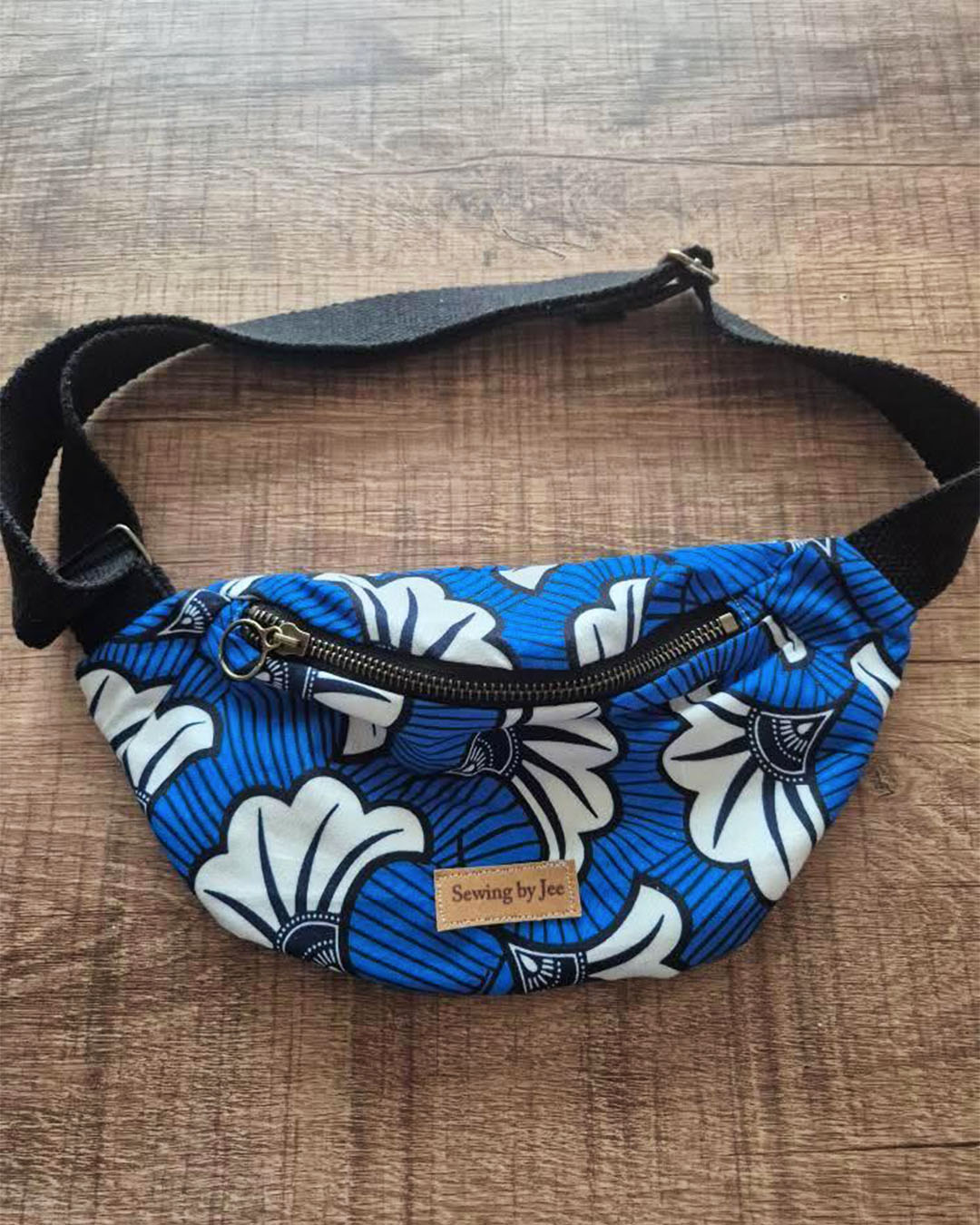 sac banane wax enfant mini flora bleu